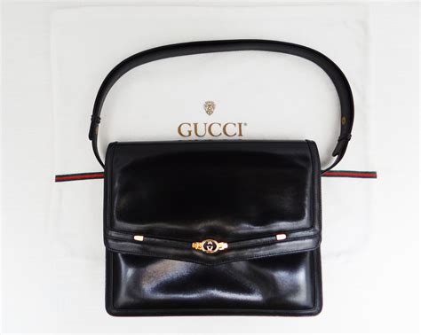 vintage gucci handbag black leather|authentic vintage Gucci handbags.